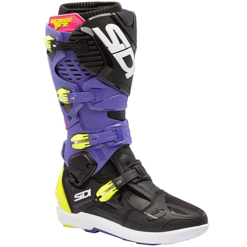 Motorcykelstøvler SiDi Crossfire 3 SRS lilla-sort-fluo gul