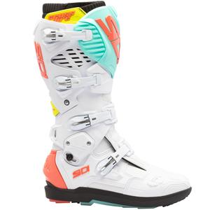 Motorcykelstøvler SiDi Crossfire 3 SRS hvid-fluo mint-fluo koral