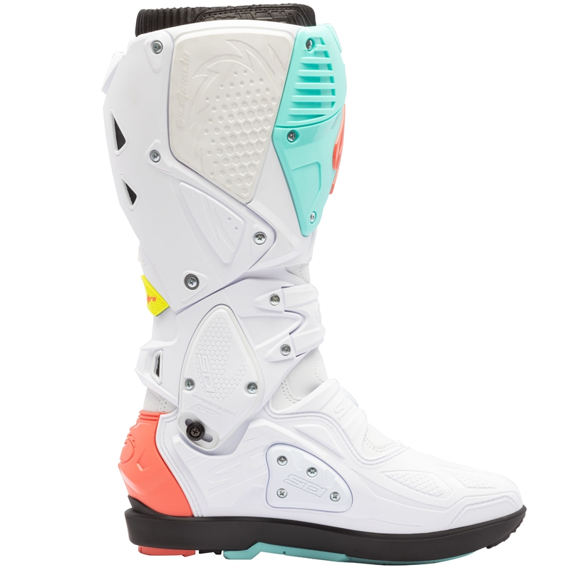 Motorcykelstøvler SiDi Crossfire 3 SRS hvid-fluo mint-fluo koral