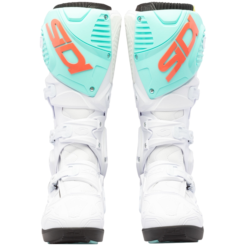 Motorcykelstøvler SiDi Crossfire 3 SRS hvid-fluo mint-fluo koral