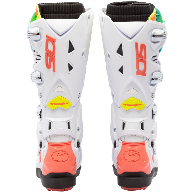 Motorcykelstøvler SiDi Crossfire 3 SRS hvid-fluo mint-fluo koral