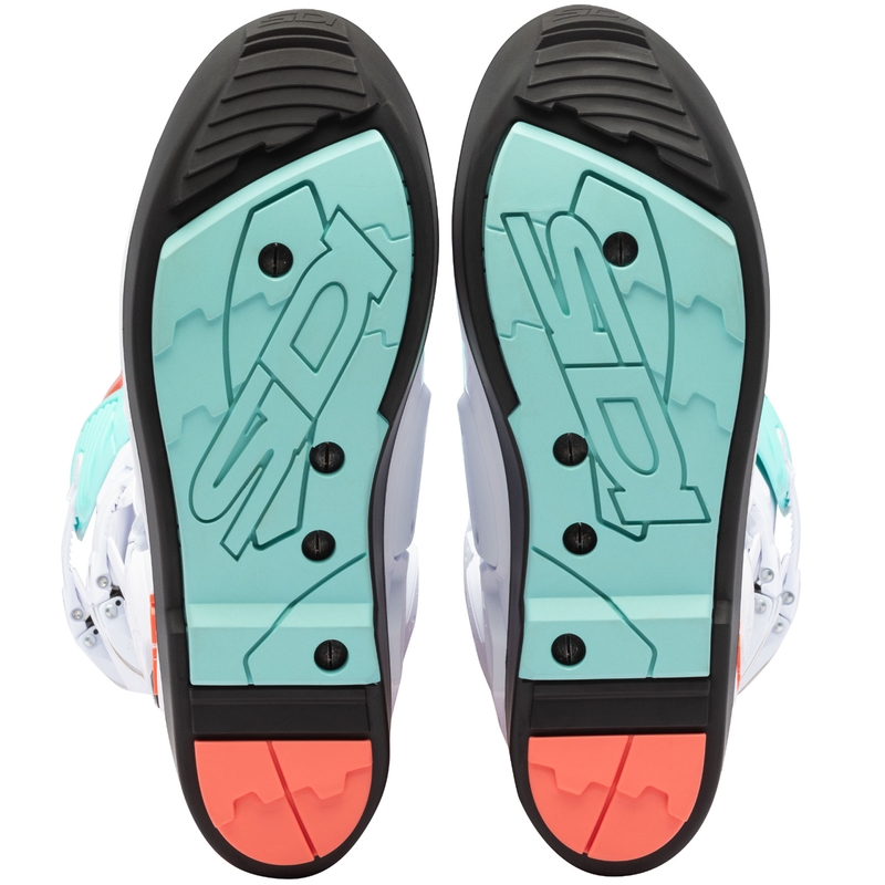 Motorcykelstøvler SiDi Crossfire 3 SRS hvid-fluo mint-fluo koral