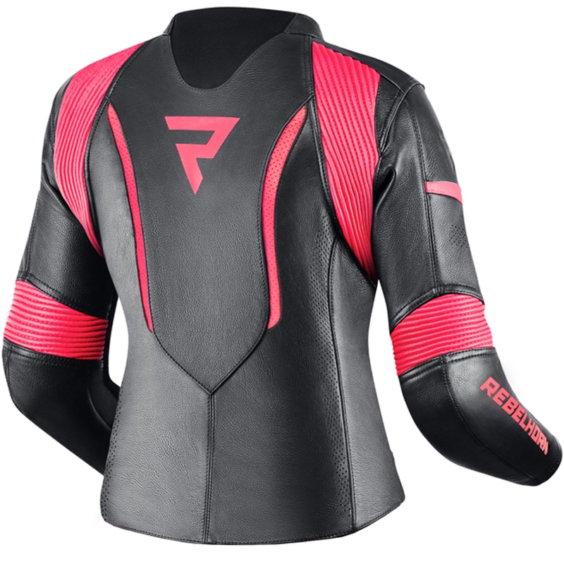 Dame motorcykeljakke Rebelhorn Rebel sort-fluo pink