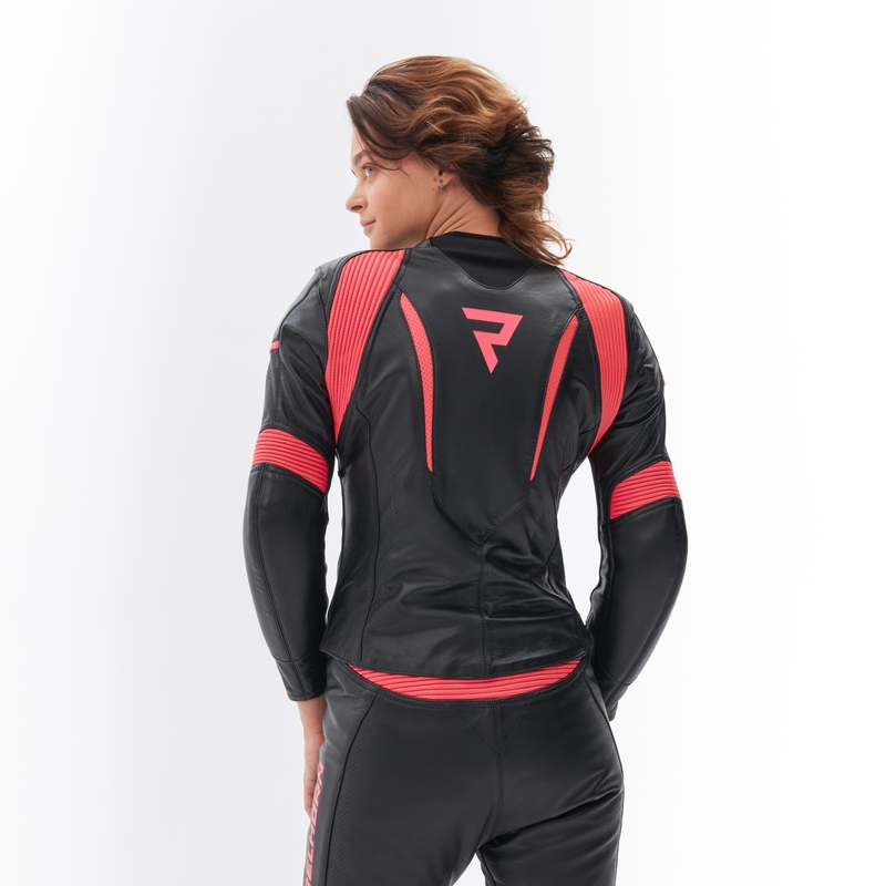 Dame motorcykeljakke Rebelhorn Rebel sort-fluo pink