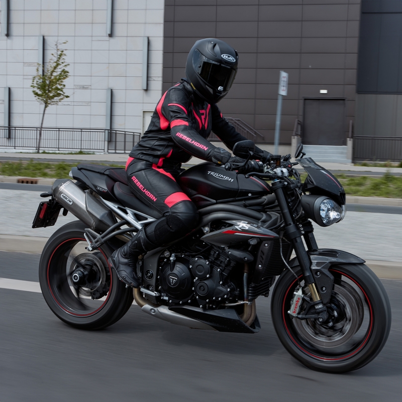 Dame motorcykeljakke Rebelhorn Rebel sort-fluo pink