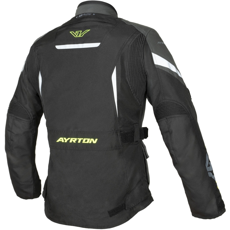 Dame motorcykeljakke Ayrton Teressa II sort-grå-fluo gul
