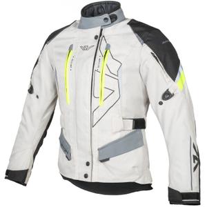 Dame motorcykeljakke Ayrton Teressa II creme-fluo gul-grå-sort