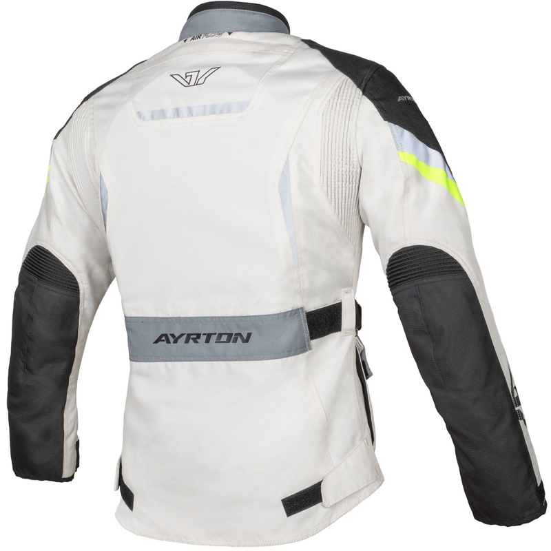 Dame motorcykeljakke Ayrton Teressa II creme-fluo gul-grå-sort
