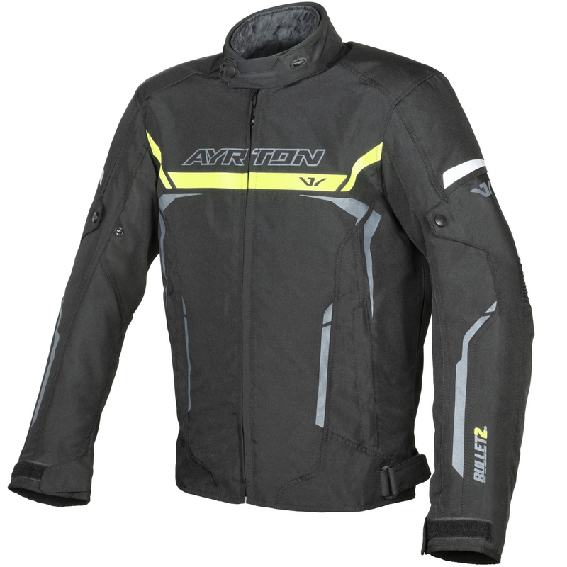 Ayrton Bullet II motorcykeljakke sort-fluo gul-grå