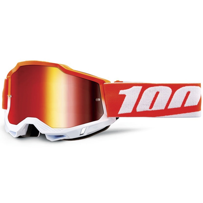 100% Accuri Matigofun motocrossbriller med rød plexiglas