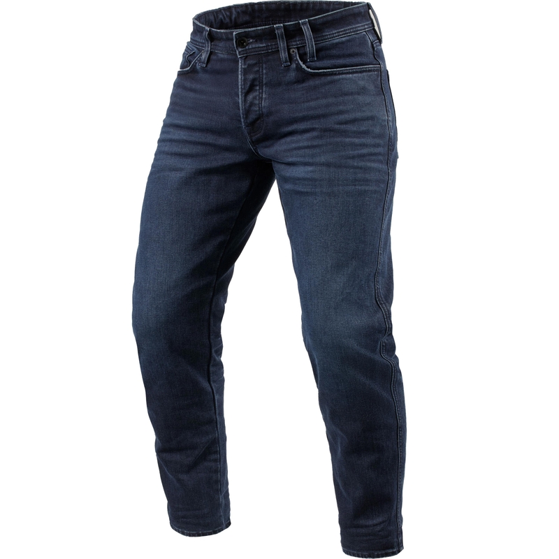 Motorcykeljeans Revit Ortes TF Extra Cropped, Vasket Mørkeblå-Sort