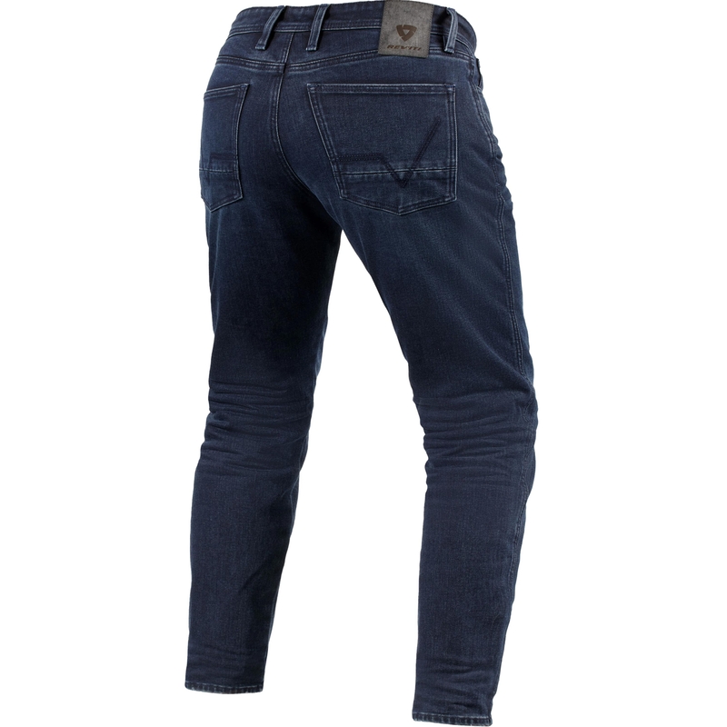 Motorcykeljeans Revit Ortes TF Extra Cropped, Vasket Mørkeblå-Sort