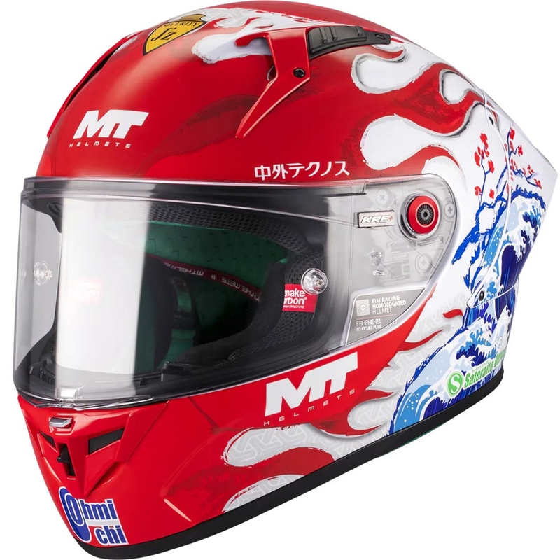 Fullface motorcykelhjelm KRE + S Yamanaka A5 rød-hvid