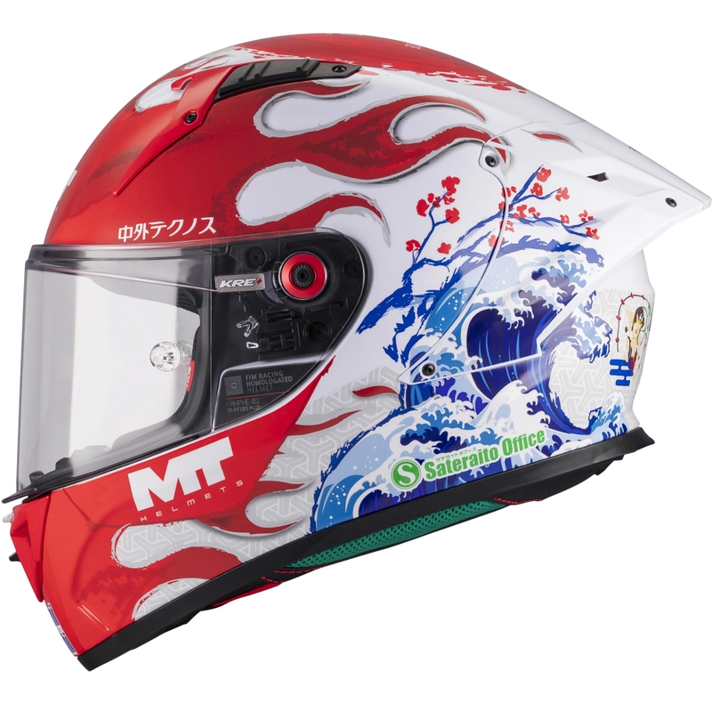 Fullface motorcykelhjelm KRE + S Yamanaka A5 rød-hvid