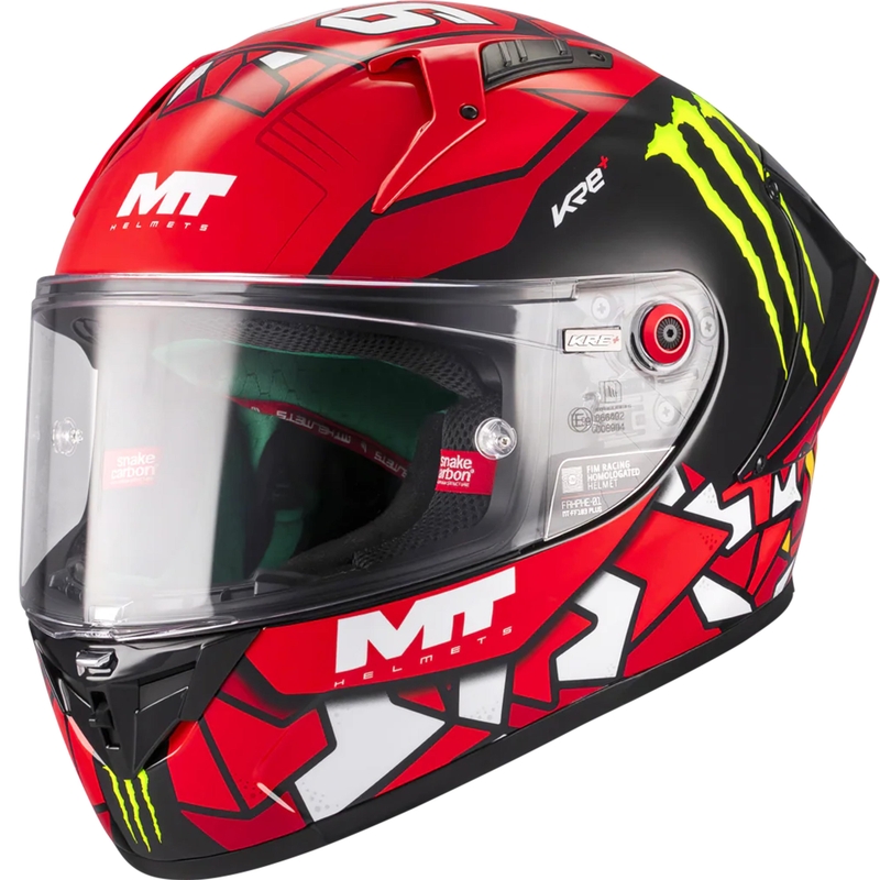 Fullface motorcykelhjelm KRE + S Piqueras B5 FIM rød-sort