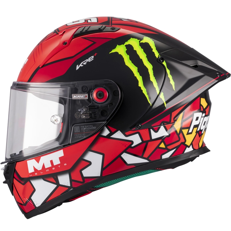 Fullface motorcykelhjelm KRE + S Piqueras B5 FIM rød-sort