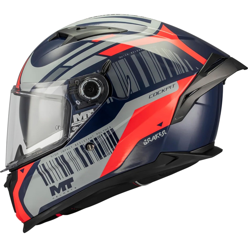 Integralhjelm MT Braker SV Cockpit B5 blågrå-rød