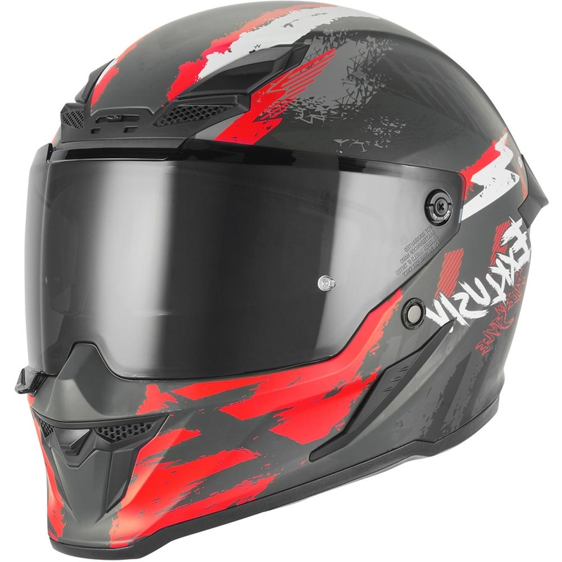NOX Exklusiv Goliath Cut'D full-face motorcykelhjelm, mat sort-rød