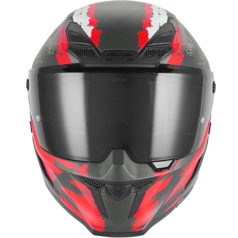 NOX Exklusiv Goliath Cut'D full-face motorcykelhjelm, mat sort-rød