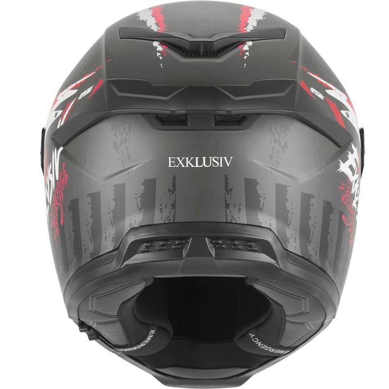 NOX Exklusiv Goliath Cut'D full-face motorcykelhjelm, mat sort-rød