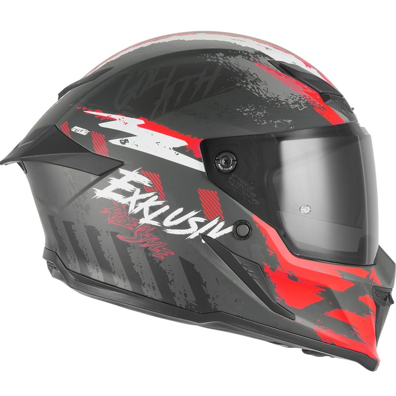 NOX Exklusiv Goliath Cut'D full-face motorcykelhjelm, mat sort-rød