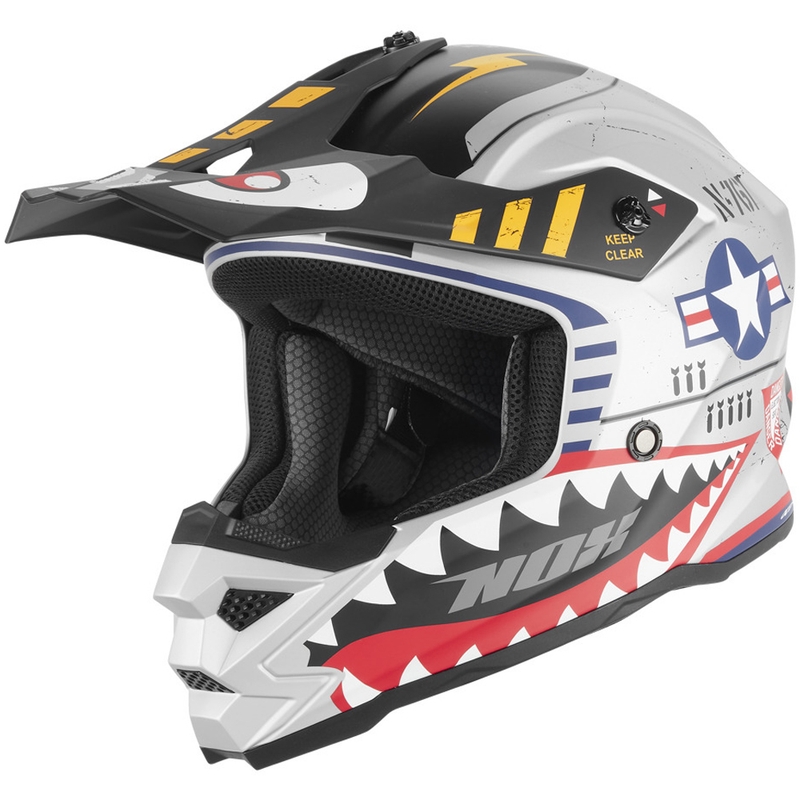 NOX N761 Fly Fighter Børne Motocross Hjelm Sølv-Multifarvet