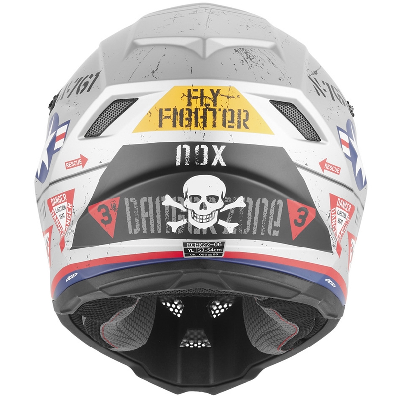 NOX N761 Fly Fighter Børne Motocross Hjelm Sølv-Multifarvet