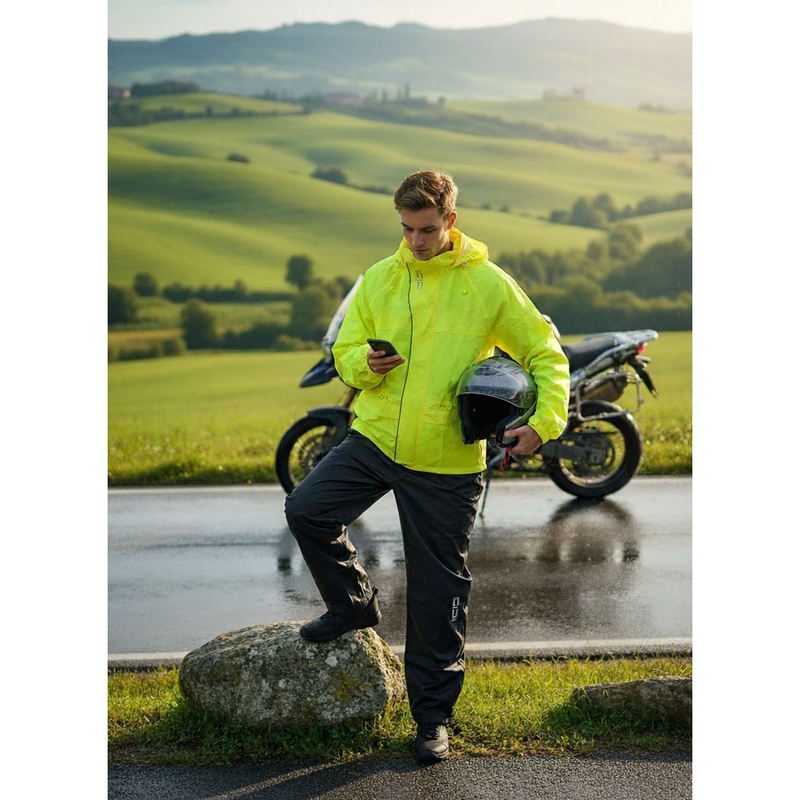 Motorcykel regnfrakke SiDi Tempora fluo gul-sort
