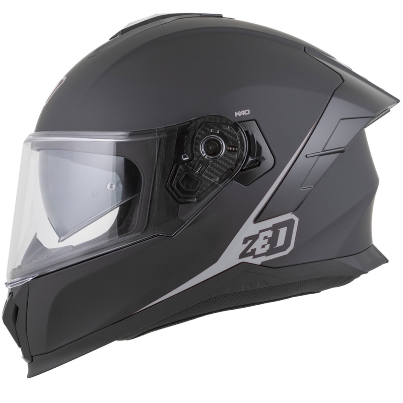 Fullface motorcykelhjelm ZED K40 mat sort-mørkegrå