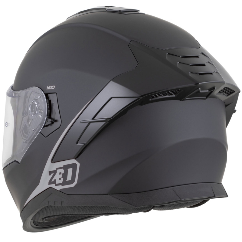 Fullface motorcykelhjelm ZED K40 mat sort-mørkegrå