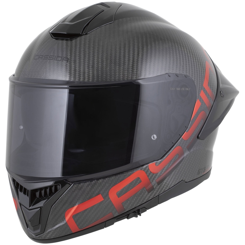 Cassida Integral GTS 2.1 Plus Carbon fullface motorcykelhjelm, mat, carbon-rød