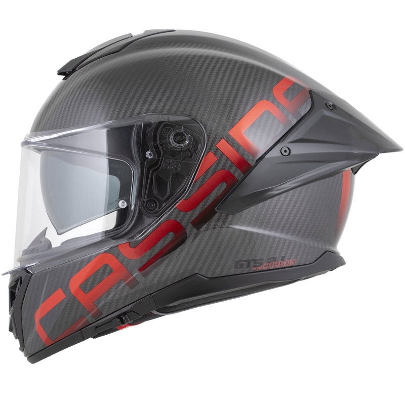 Cassida Integral GTS 2.1 Plus Carbon fullface motorcykelhjelm, mat, carbon-rød