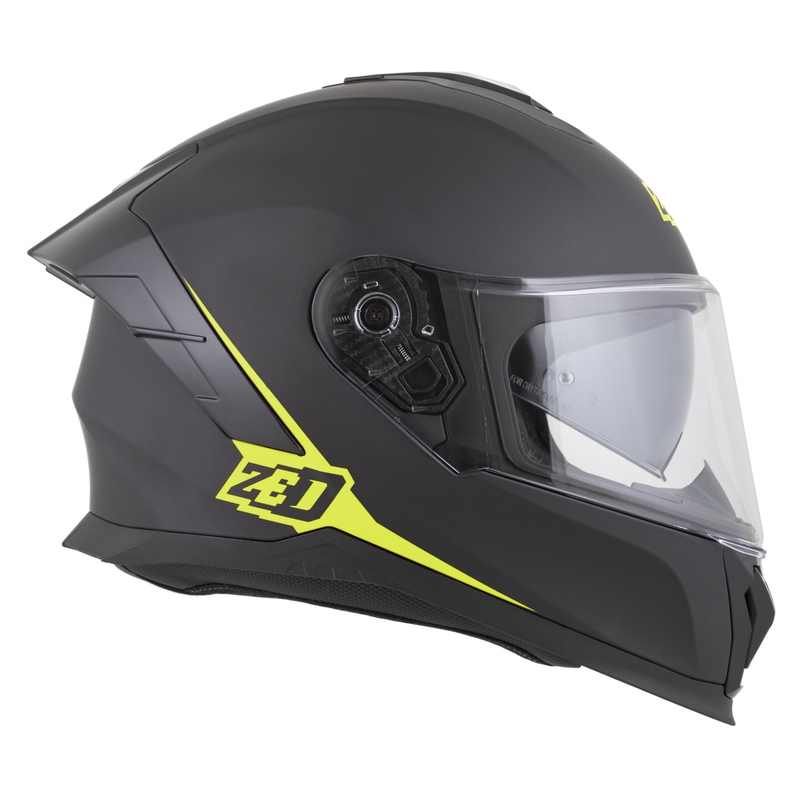 Fullface motorcykelhjelm ZED K40 mat sort-fluo gul