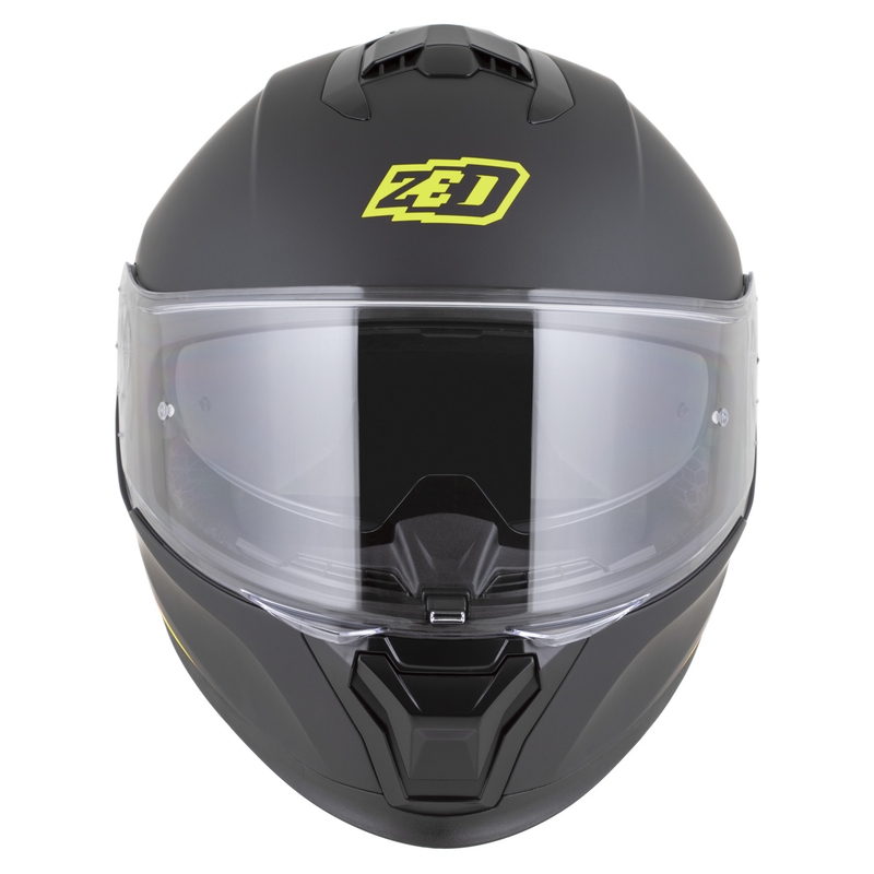 Fullface motorcykelhjelm ZED K40 mat sort-fluo gul
