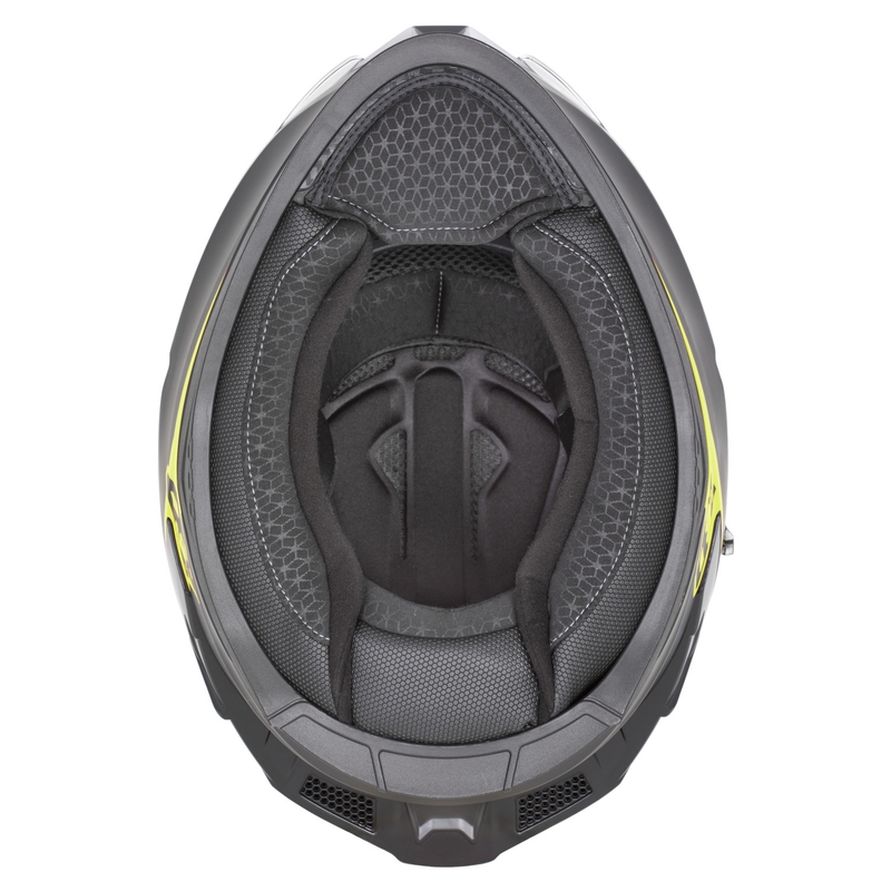 Fullface motorcykelhjelm ZED K40 mat sort-fluo gul