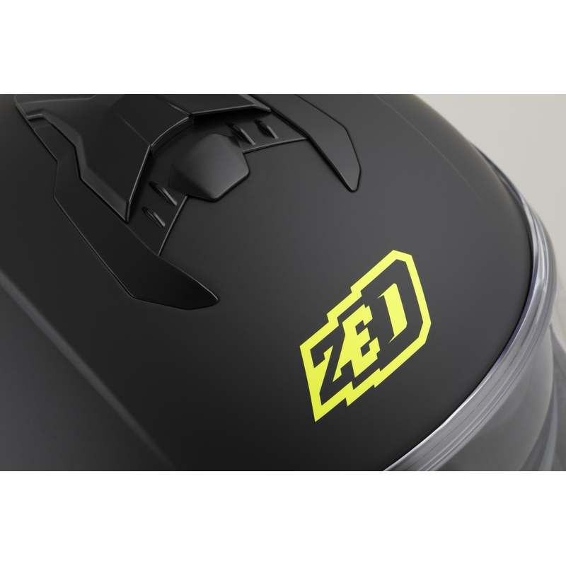 Fullface motorcykelhjelm ZED K40 mat sort-fluo gul