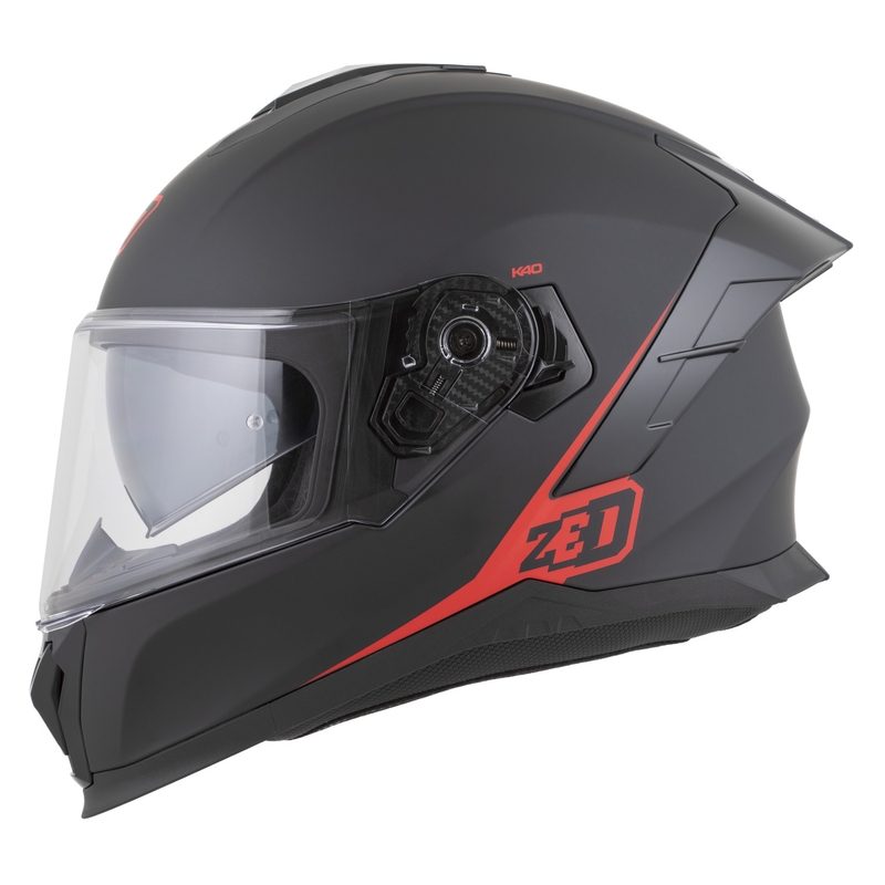 Fullface motorcykelhjelm ZED K40 mat sort-rød
