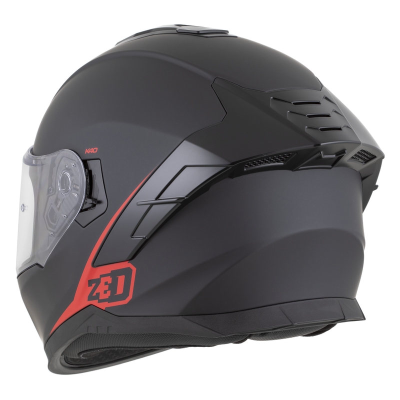 Fullface motorcykelhjelm ZED K40 mat sort-rød