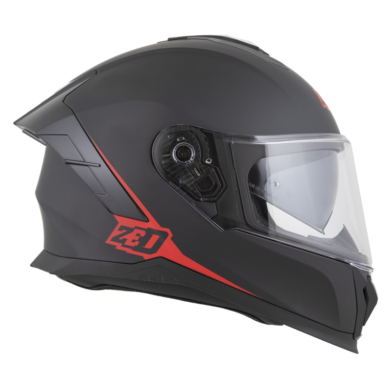Fullface motorcykelhjelm ZED K40 mat sort-rød