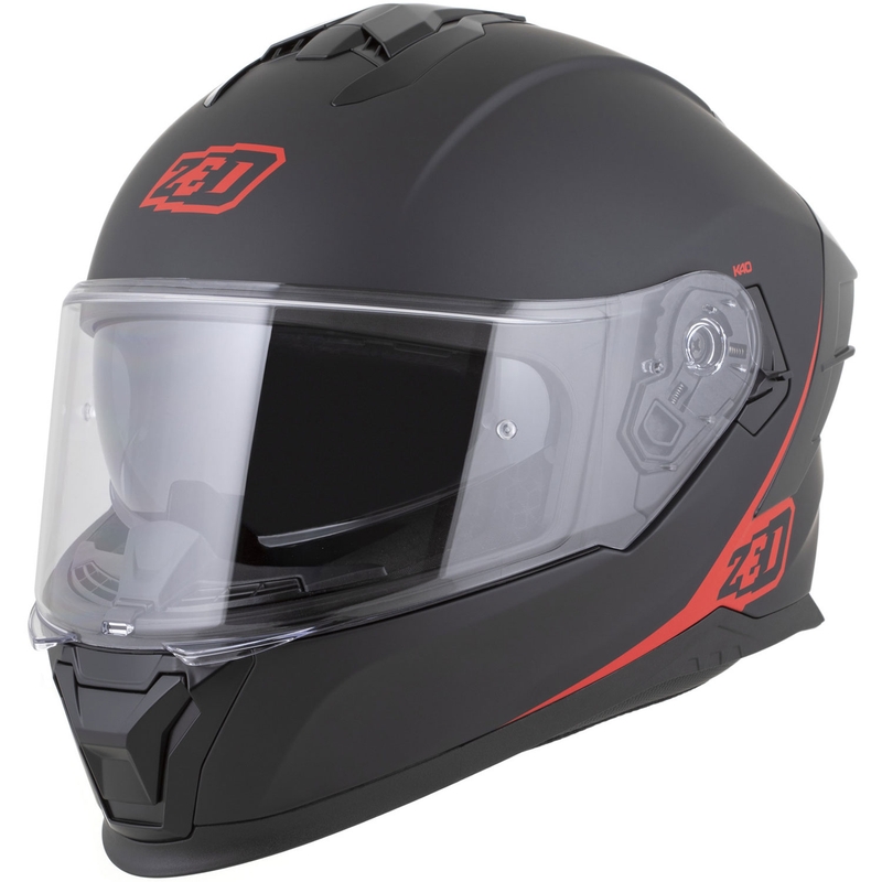 Fullface motorcykelhjelm ZED K40 mat sort-rød