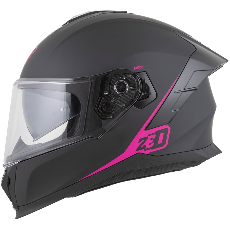 Fullface motorcykelhjelm ZED K40 mat sort-pink