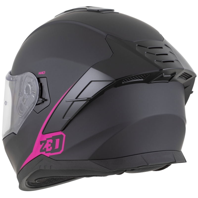 Fullface motorcykelhjelm ZED K40 mat sort-pink