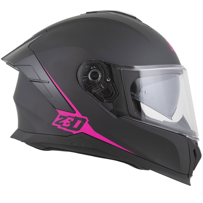 Fullface motorcykelhjelm ZED K40 mat sort-pink