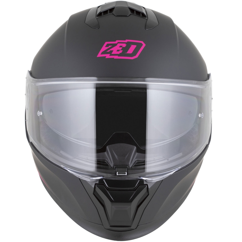 Fullface motorcykelhjelm ZED K40 mat sort-pink
