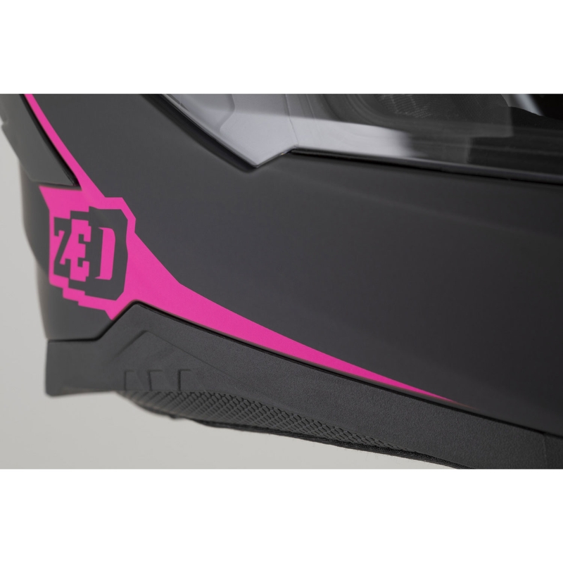 Fullface motorcykelhjelm ZED K40 mat sort-pink