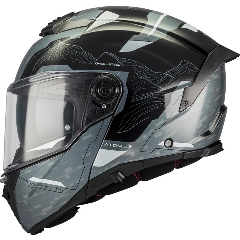 Flip-up motorcykelhjelm MT Atom 2 SV Highlands C2 sort-grå