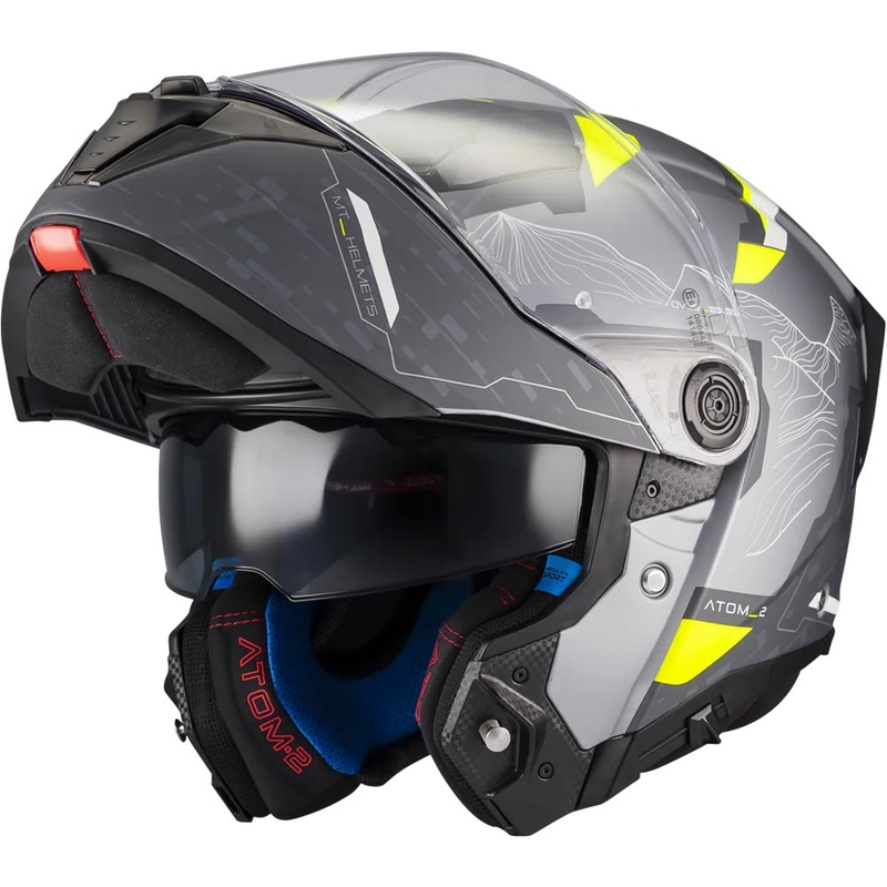 Flip-up motorcykelhjelm MT Atom 2 SV Highlands E2 mat sort-grå-fluo gul