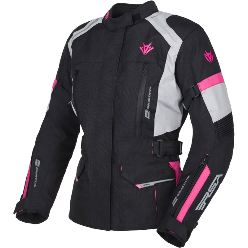 RSA EXO 2 dame motorcykeljakke sort-grå-pink
