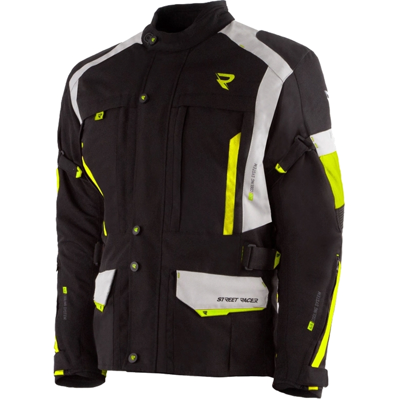 Street Racer Hilax motorcykeljakke sort-grå-fluo gul