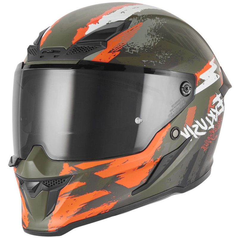 NOX Eksklusiv Goliath Cut'D integralhjelm til motorcykel, mat khaki-orange